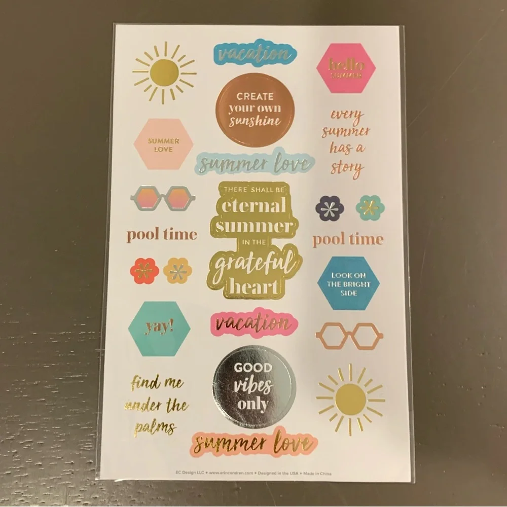 Erin Condren Summer SSB Sticker Sheets-Set of 3 Sheets